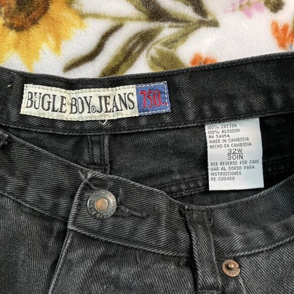 Vintage Bugle Boys Jeans Mens 32x30 Black Straight Leg - Picture 4 of 8